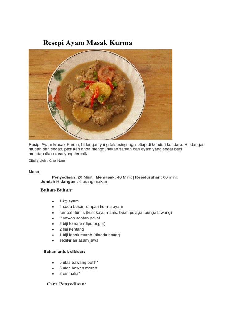 Resepi Ayam Masak Kurma Pdf
