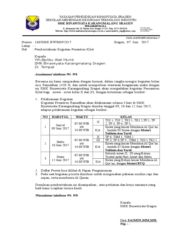 Contoh Surat Undangan Sanlat Kumpulan Kata Kata Bijak Hari Ini