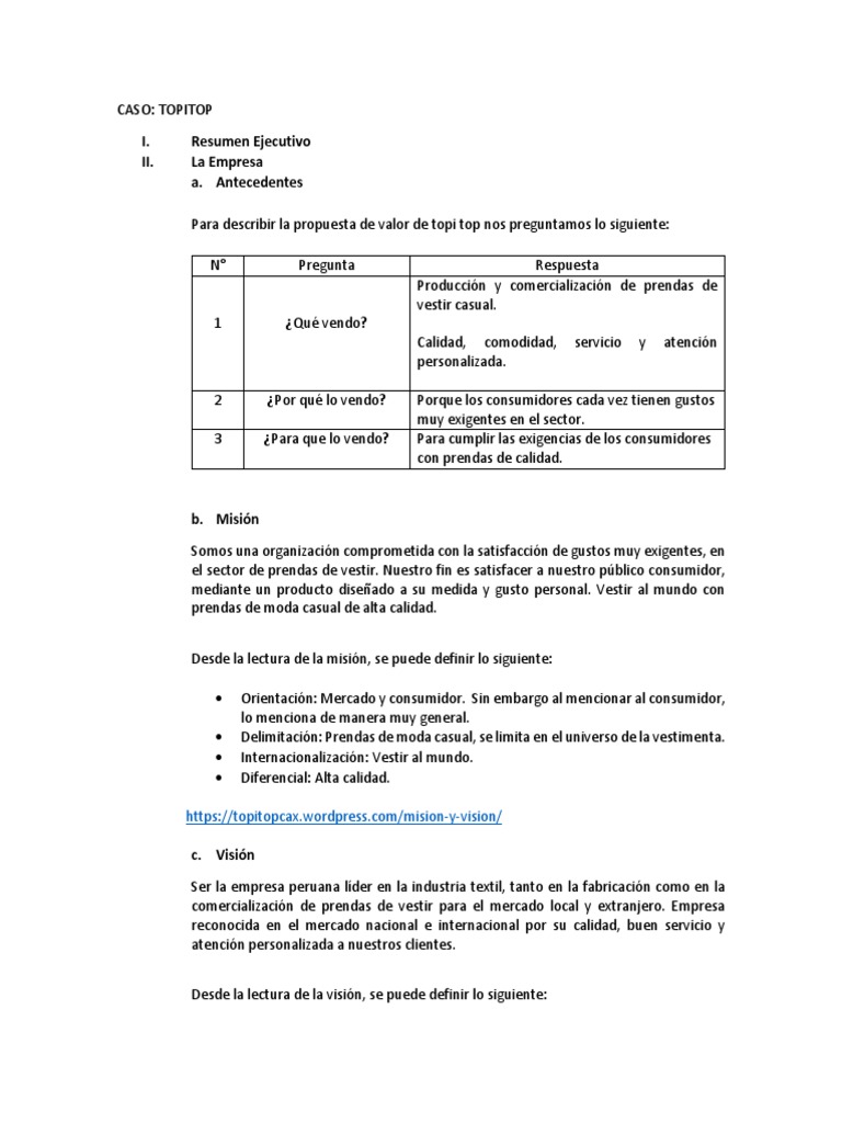 Misión y Visión de Topitop | PDF | Calidad (comercial) | Mercado (economía)