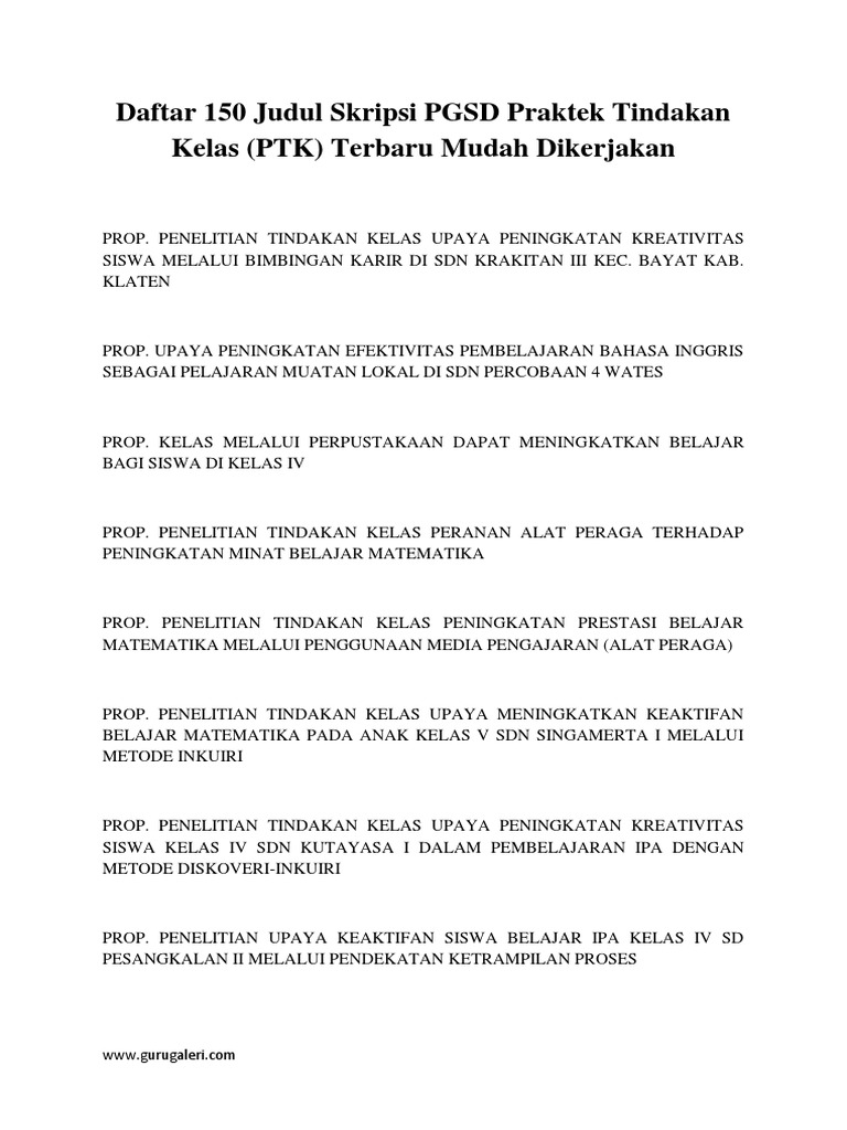 Skripsi Pgsd Ptk Pdf Pejuang Skripsi