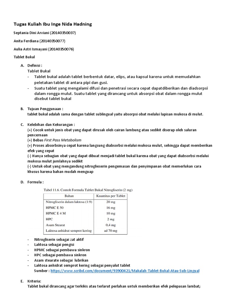 Tablet Bukal | PDF