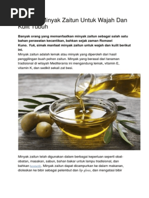 Manfaat Minyak Zaitun Untuk Wajah Dan Kulit Tubuh