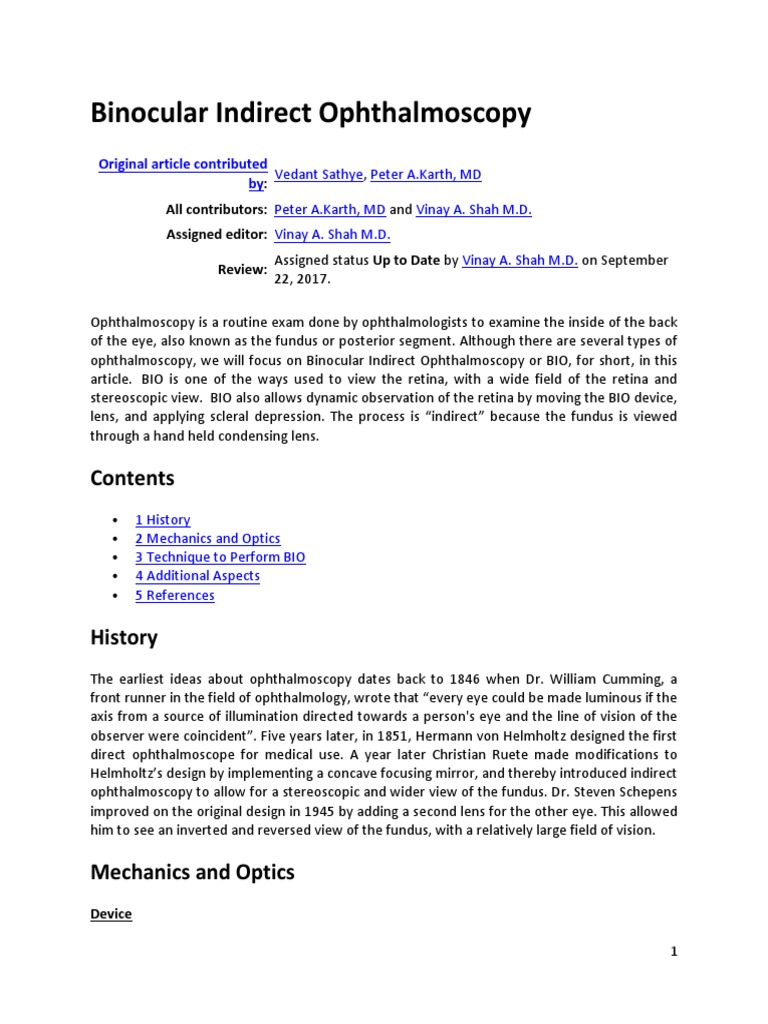Binocular Indirect Ophthalmoscopy Funduskopi Inderek PDF Lens