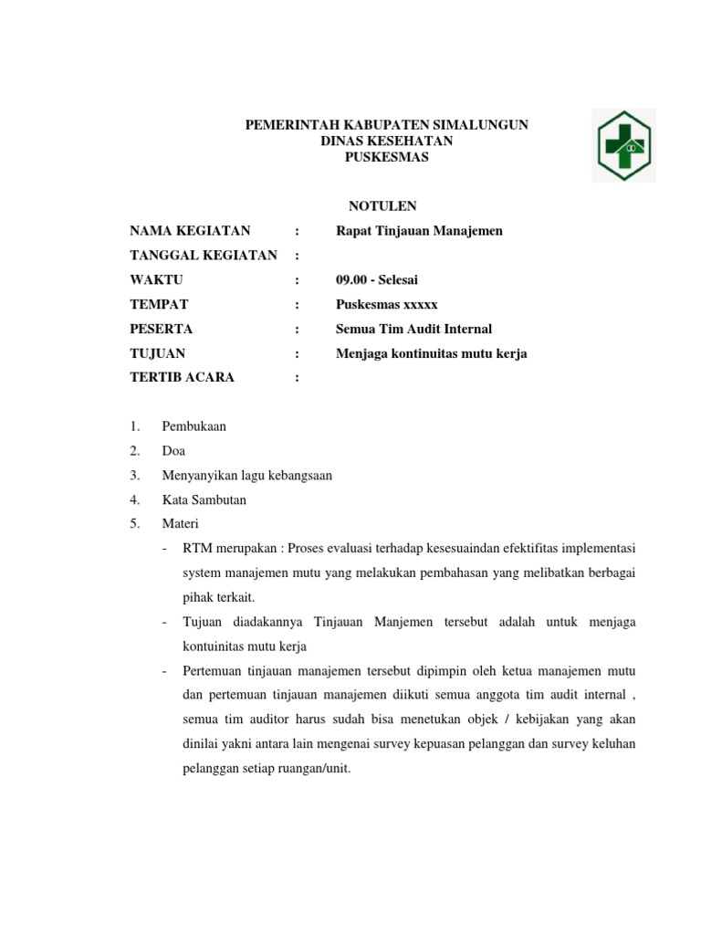 Rapat Tinjauan Manajemen Puskesmas | PDF | Bisnis