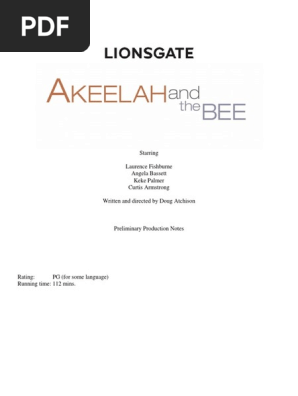 Akeelah The Bee Production Notes Pdf Entertainment Award Television