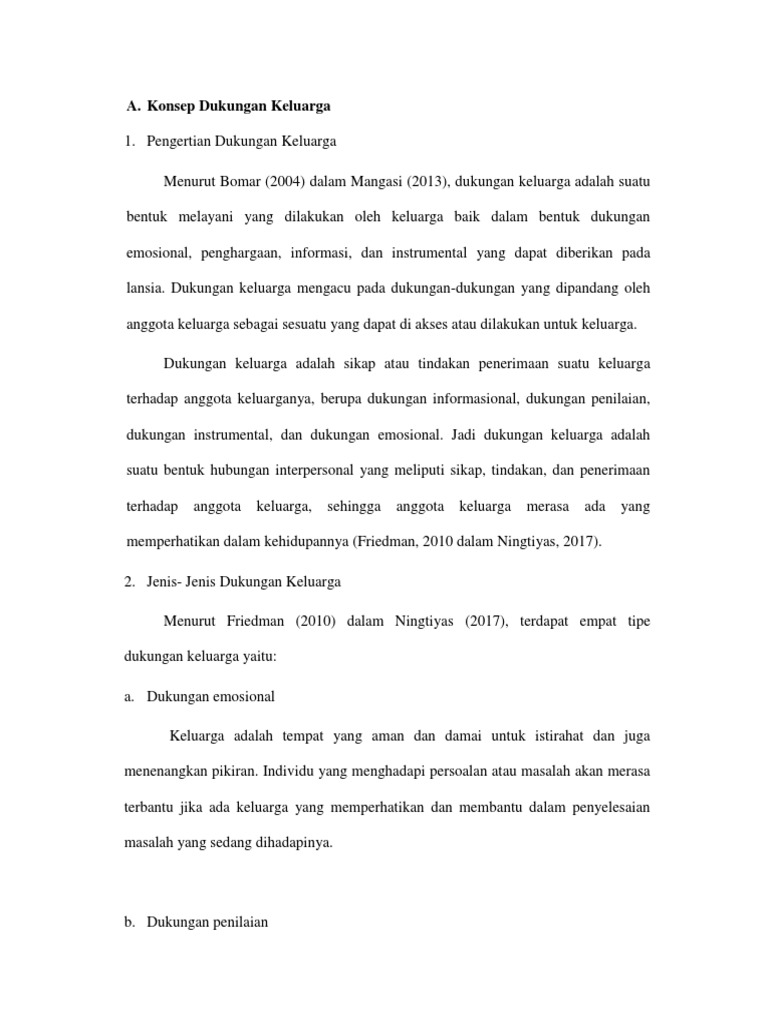 MENGEMBANGKAN PENGERTIAN DAN JENIS-JENIS DUKUNGAN KELUARGA | PDF