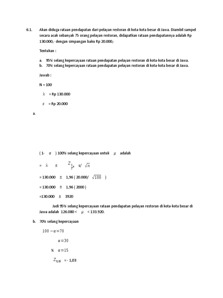 92802231 Contoh Soal Dan Pembahasan Statistika Pendugaan