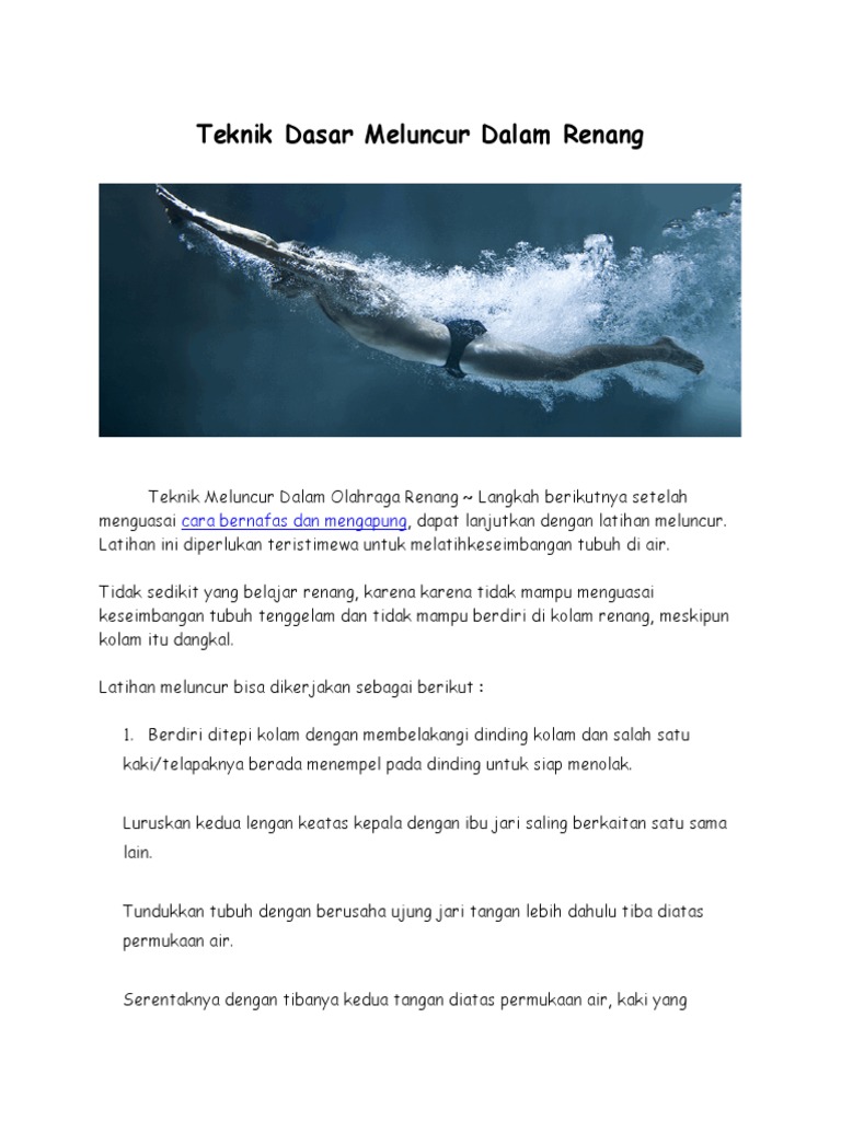 Teknik Dasar Meluncur Dalam Renang | PDF