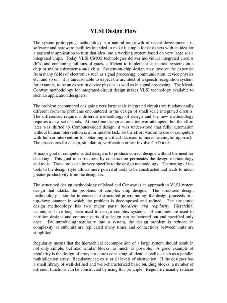 VLSI Design FlowSystem Specification Fun PDF | PDF | Logic Synthesis ...
