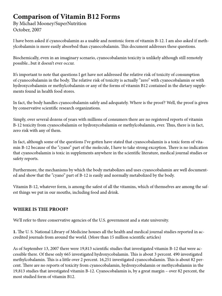 Vitamin B 12 Comparisons N Vitamin B12 Vitamin