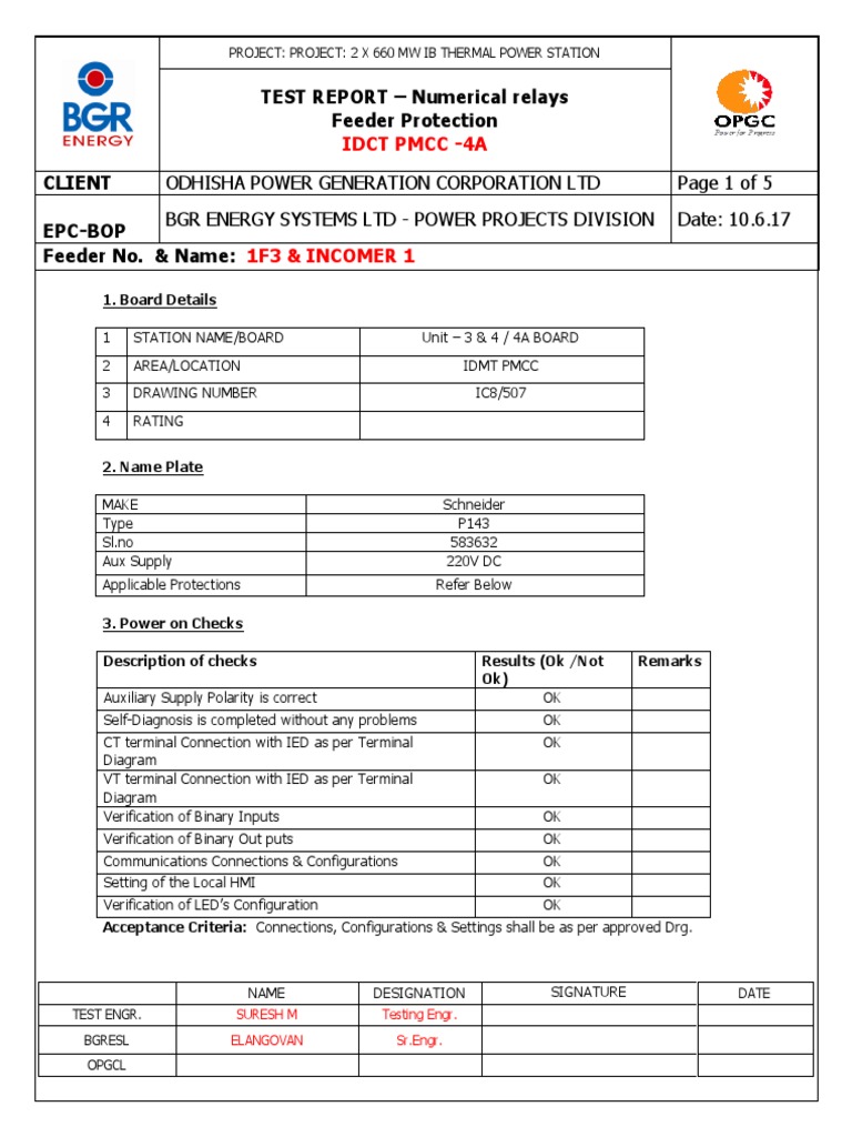 8 Relay Incomer 1 Pdf Relay Power Engineering