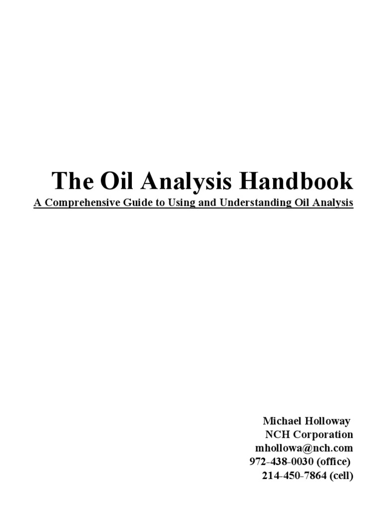 Oil Analysis Handbook PDF | PDF | Internal Combustion Engine | Motor Oil