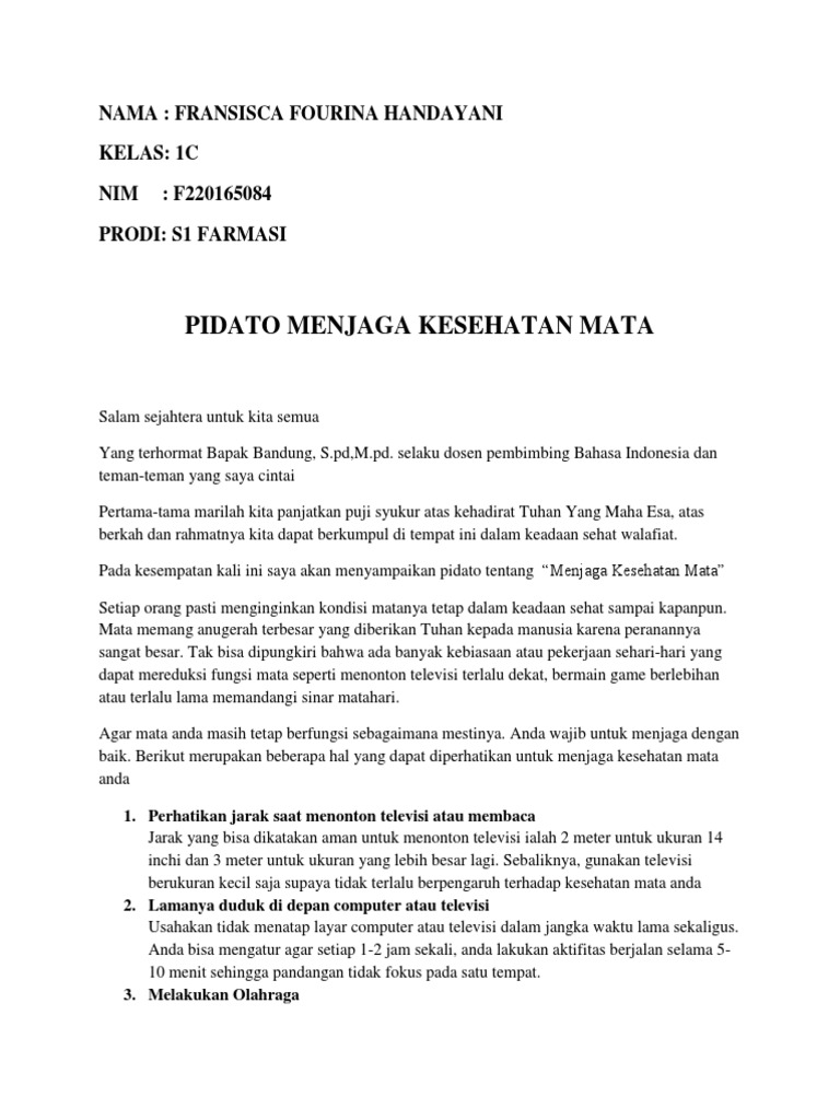 Pidato Kesehatan Mata Jurnal Siswa