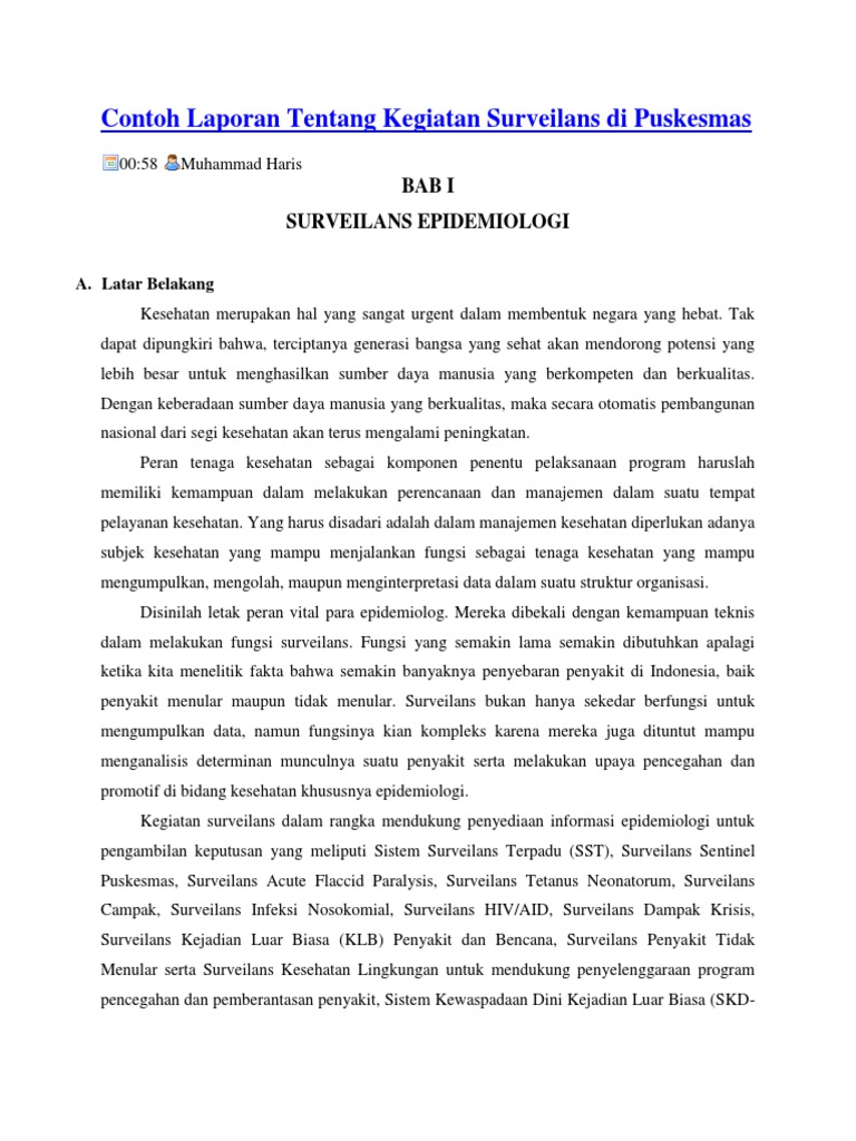Contoh Laporan Tentang Kegiatan Surveilans di Puskesmas.docx