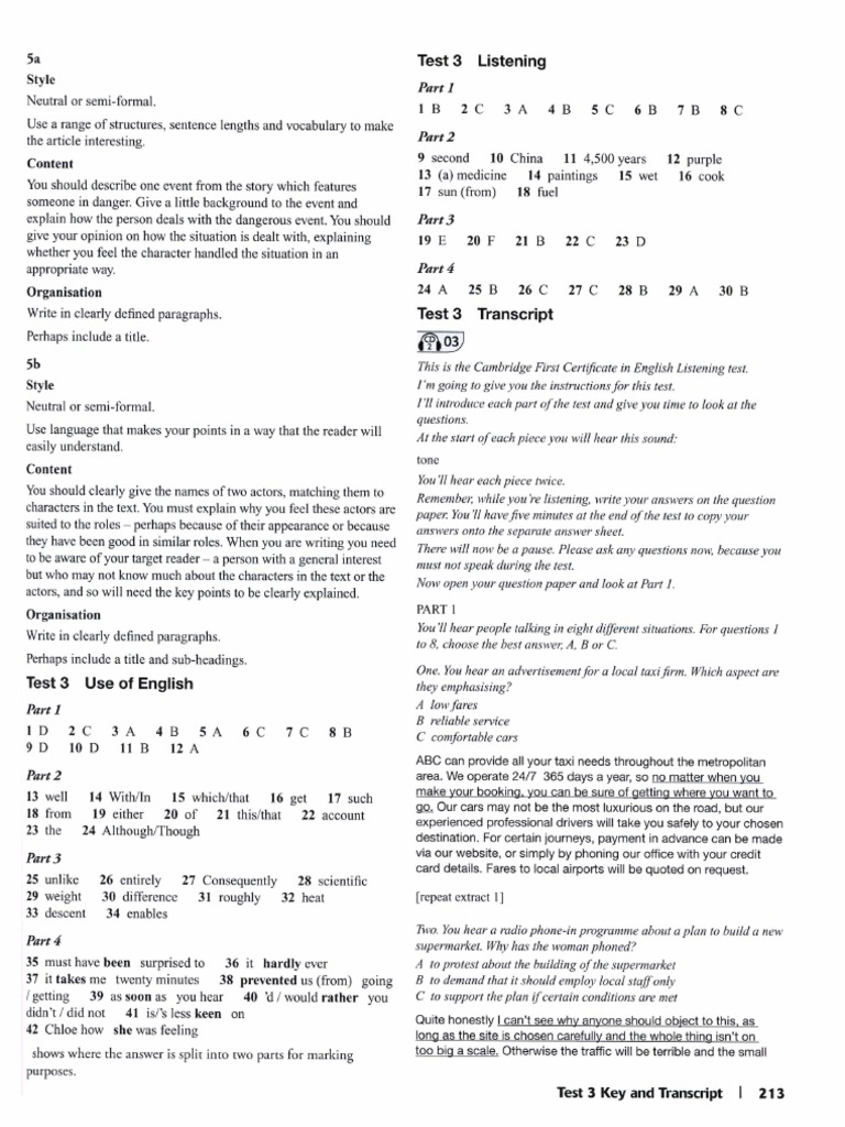 Fce Listening Test 3 Part 1 Answers