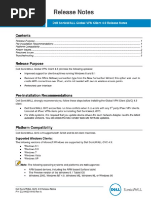 Dell Sonicwall Global Vpn Client 4 9 Release Notes Microsoft Windows Firewall Computing