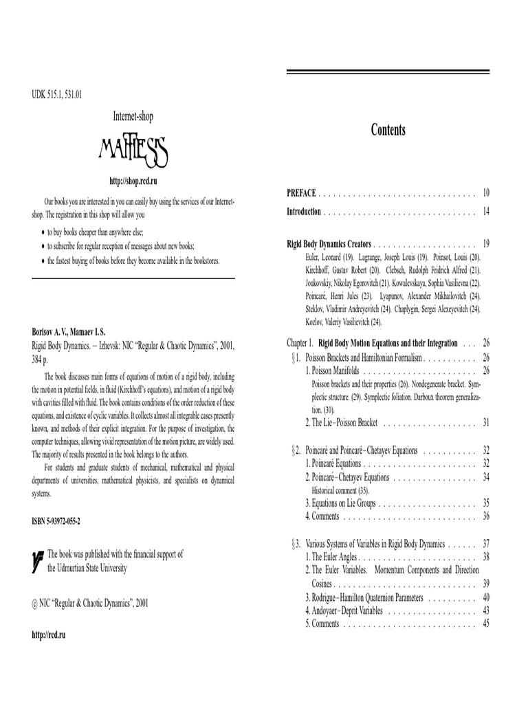 Rigid Body Dynamics: Equations & Integration | PDF | Dynamical System ...