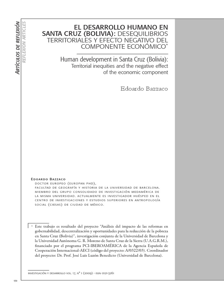 IDH y Desarrollo Humano en Santa Cruz | PDF | Índice de Desarrollo ...