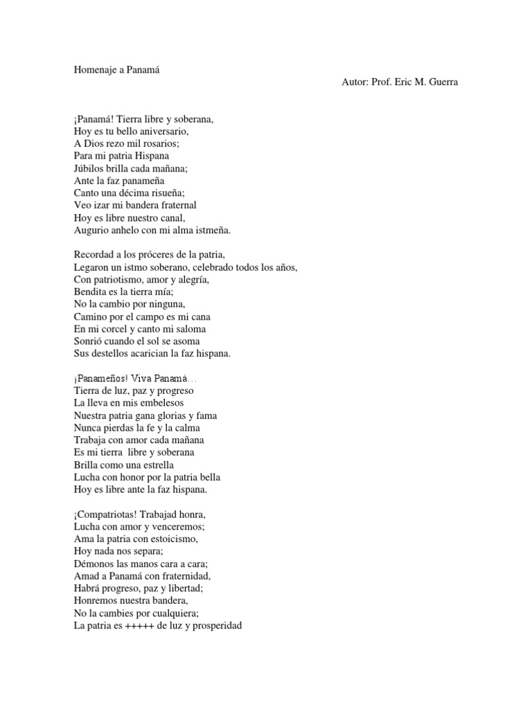 Homenaje a la Patria: ¡Viva Panamá! | PDF | Poesía