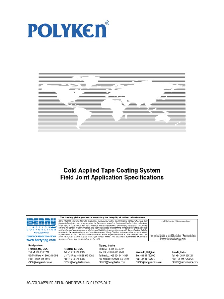 Polyken Cold Applied Field Joint Installation Guide PDF | PDF ...