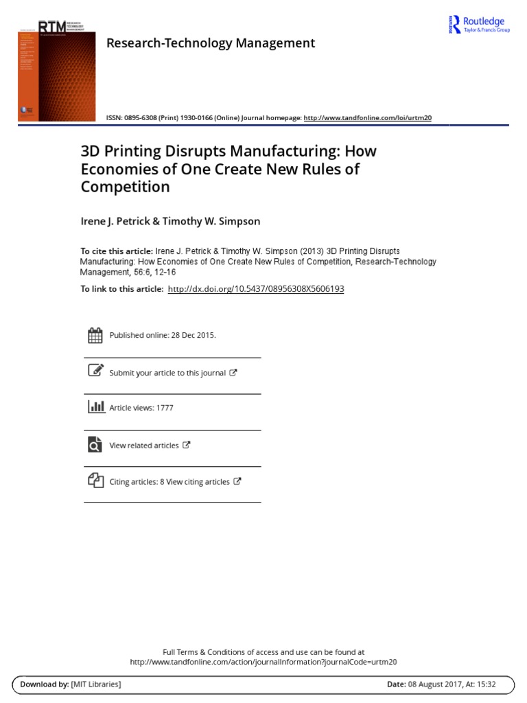 3D Printing's Impact on Manufacturing | PDF | 3 D Printing | Supply Chain