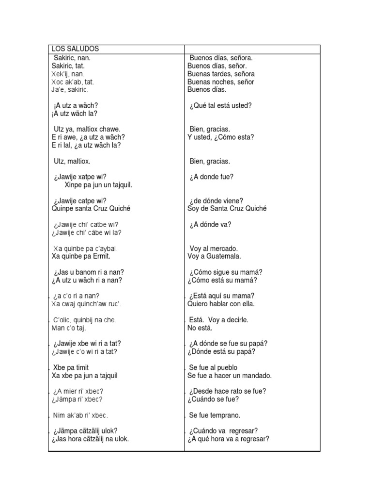 Los Saludos En K Iche Violencia Deportes