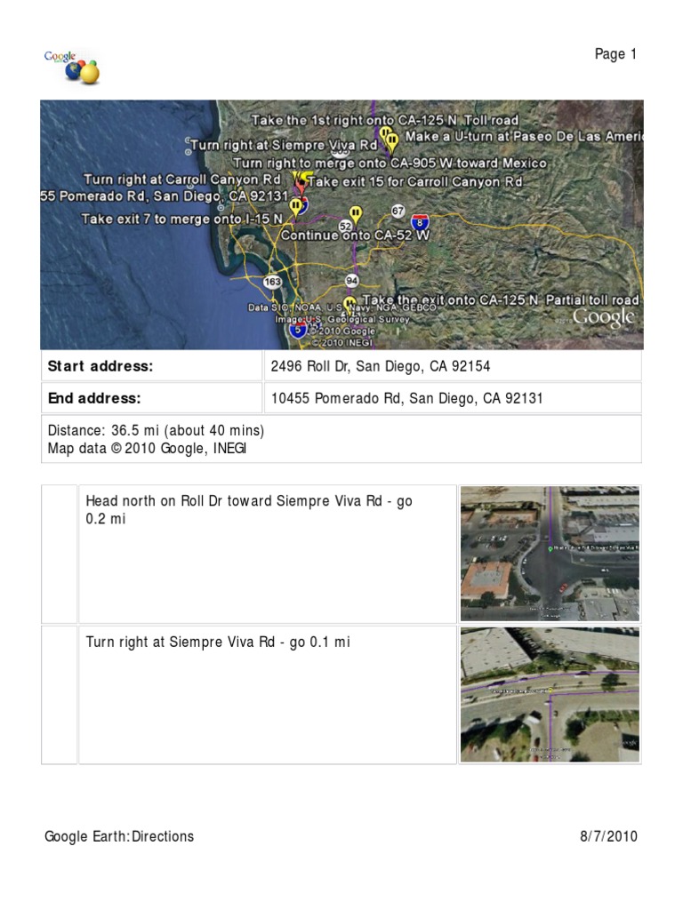 Directions to Scripps Ranch, San Diego | PDF | Travel