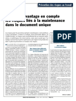 Document Unique Les Risques Lies A La Maintenance Avril 2011