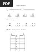 GUÍA EVALUADA MATEMÁTICAS 2 Basico Sumas y Restas Con Reservas | PDF