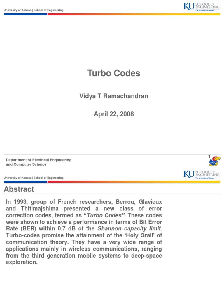 Overview of Turbo Codes by T. Ramachandran | PDF | Forward Error ...