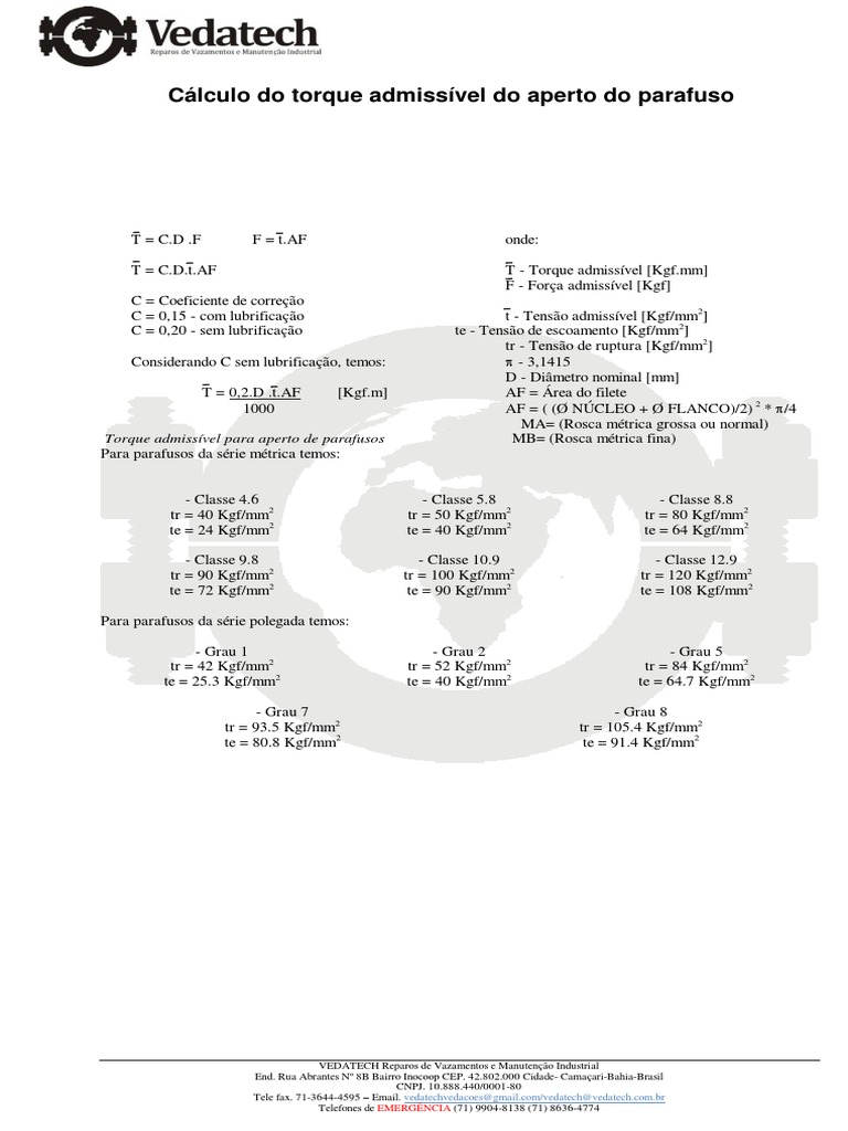 TABELA_DE_TORQUE_DE_PARAFUSOS.pdf | Ferramentas | Materiais de Construção