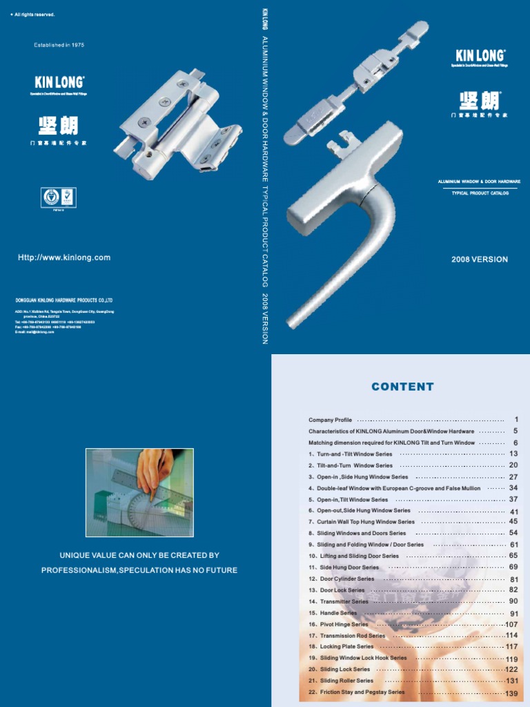 Kinlong Hardware Catalogue Overview | PDF | Window | Door