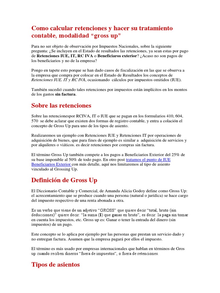 Como Calcular Retenciones y Hacer Su Tratamiento Contable PDF