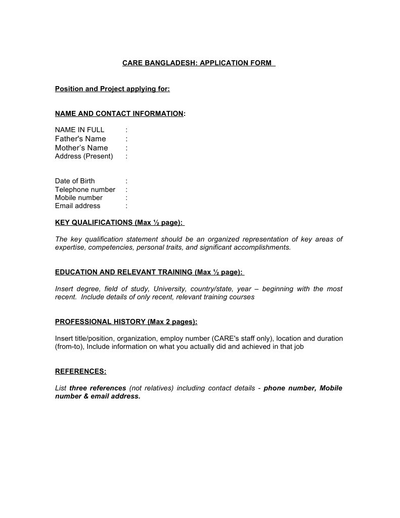 Application Format | PDF | Career & Growth