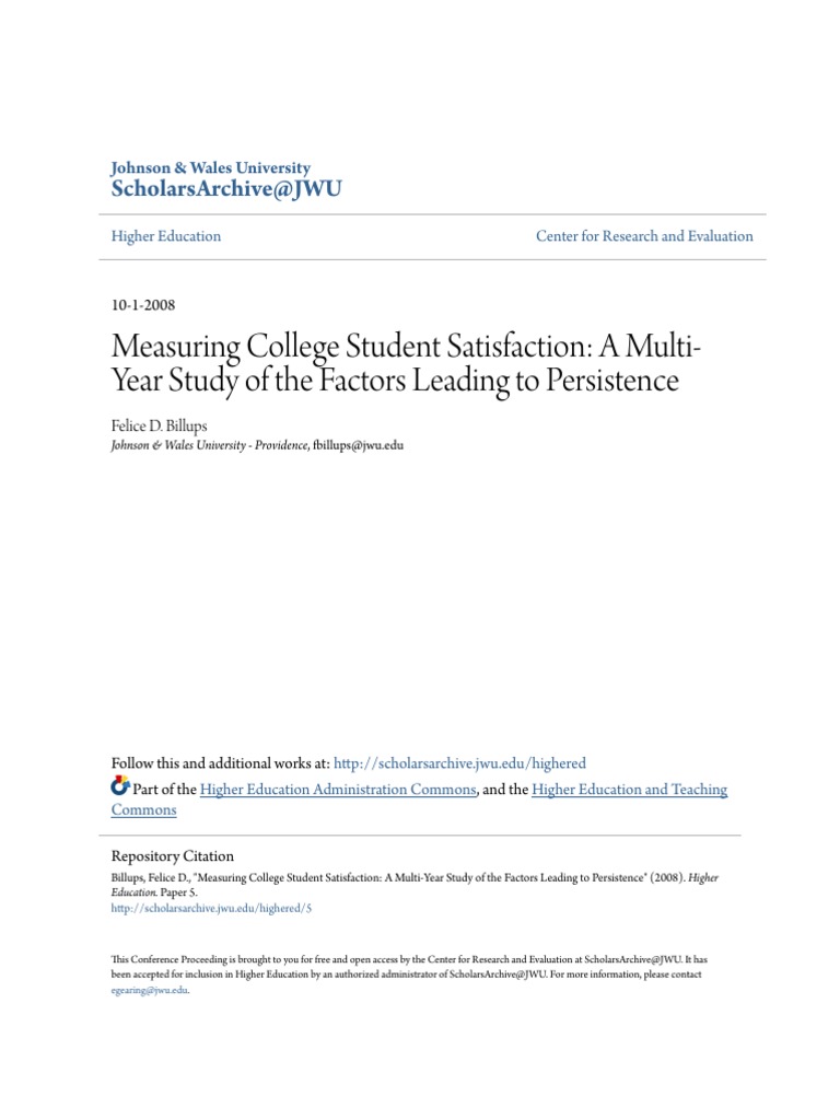 Measuring College Student Satisfaction - A Multi-Year Study of The ...