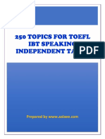 250 TOEFL IBT Speaking Topics by WWW - Aalaee