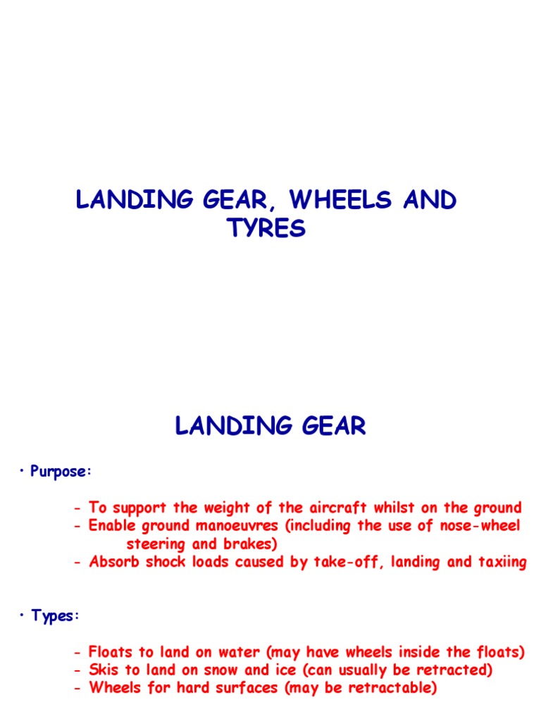 Understanding Aircraft Landing Gear, Wheels, and Tyres PDF Landing