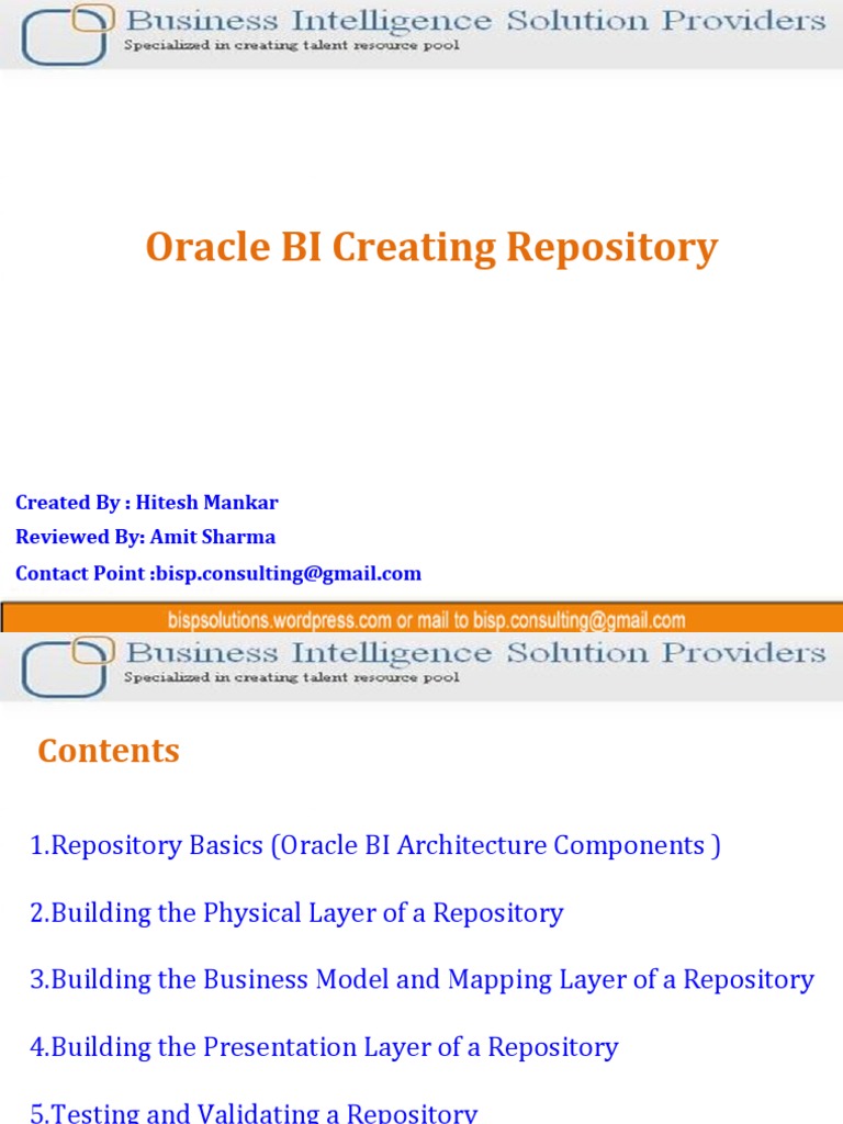 Oracle BI Repository Creation Guide | PDF | Databases | Metadata