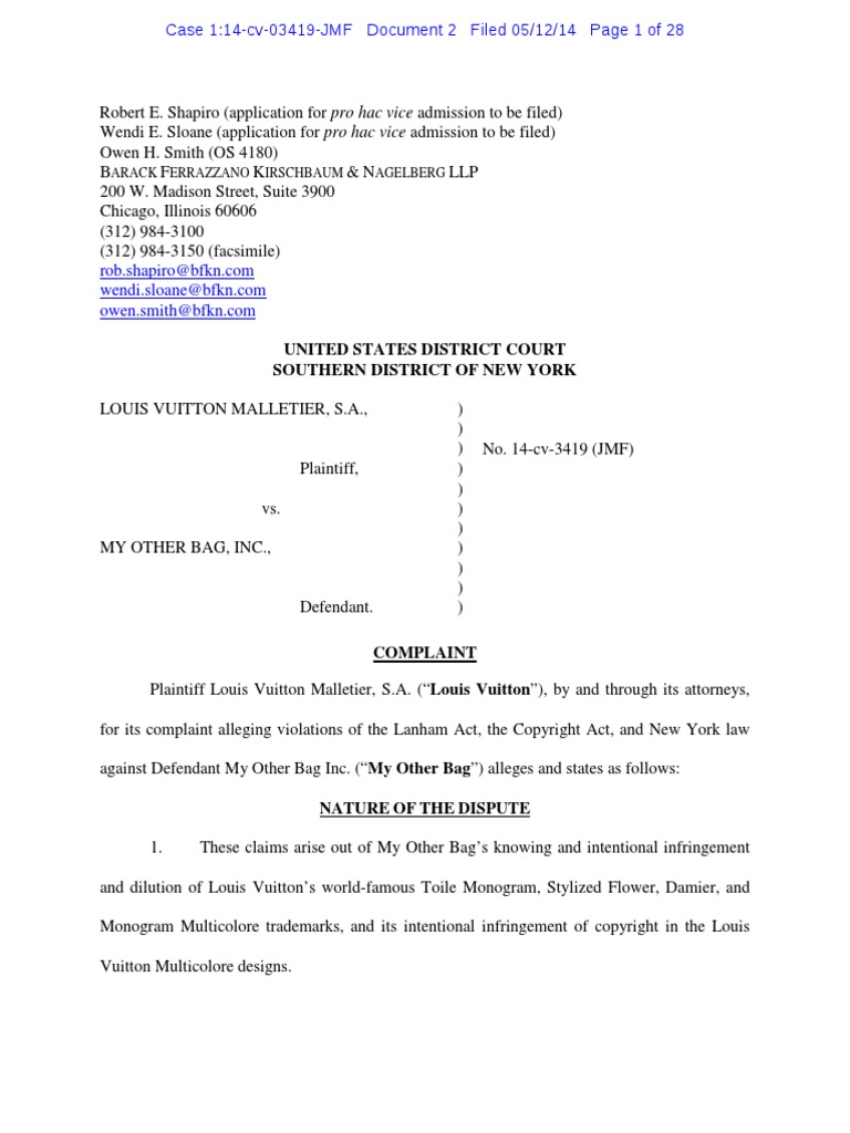 Lv V Other Bag Trademark Dilution Trademark