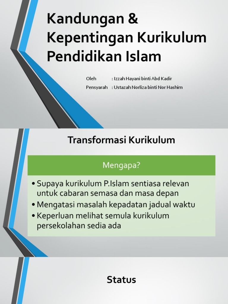 Kandungan Kepentingan Kurikulum Pendidikan Islam