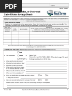 Treasury Bond Claim Form Sav1048