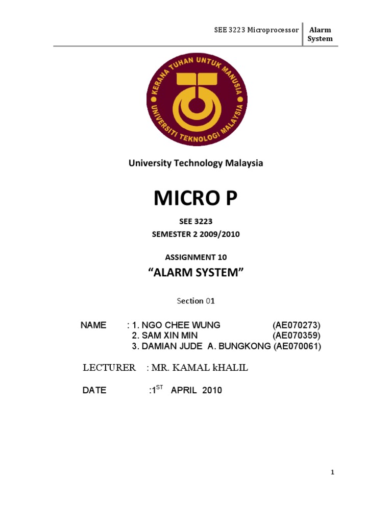 Assignment 10 Alarm System Pdf Simulation Subroutine
