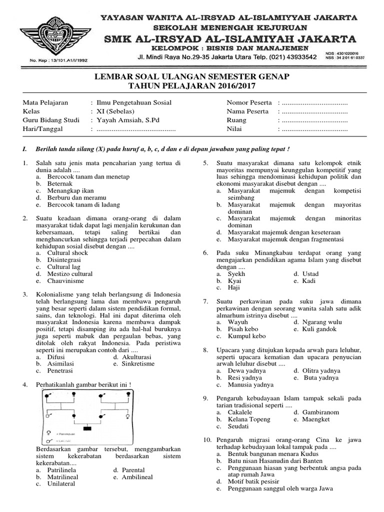 Soal Ips Smk Kls 11
