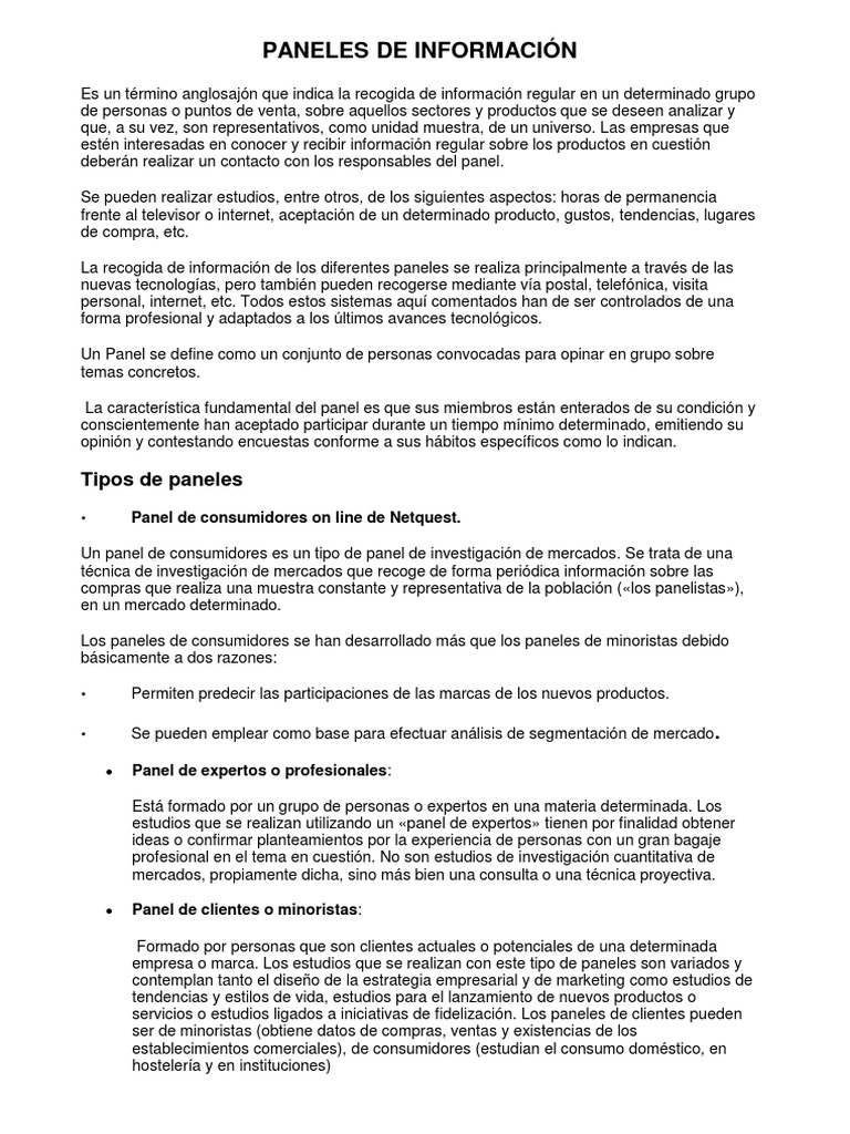 Los paneles de información: concepto, tipos y funcionamiento | PDF ...