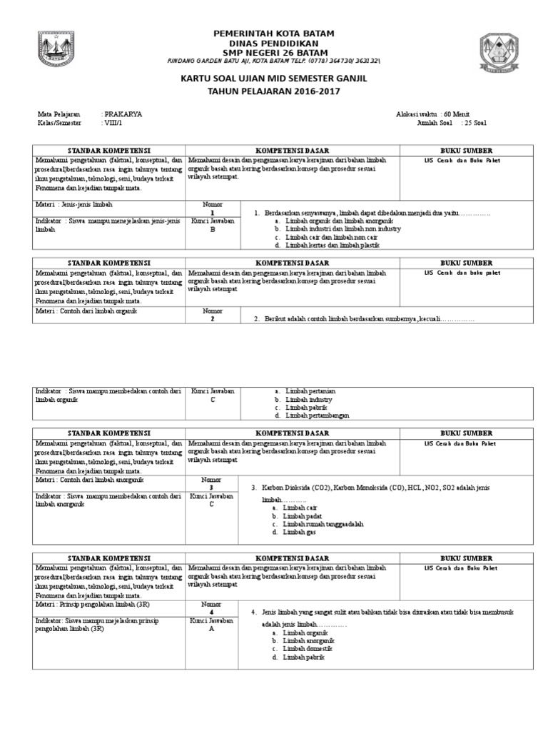 Contoh Soal Prakarya Kelas 11 Semester 2 Contoh Soal Terbaru