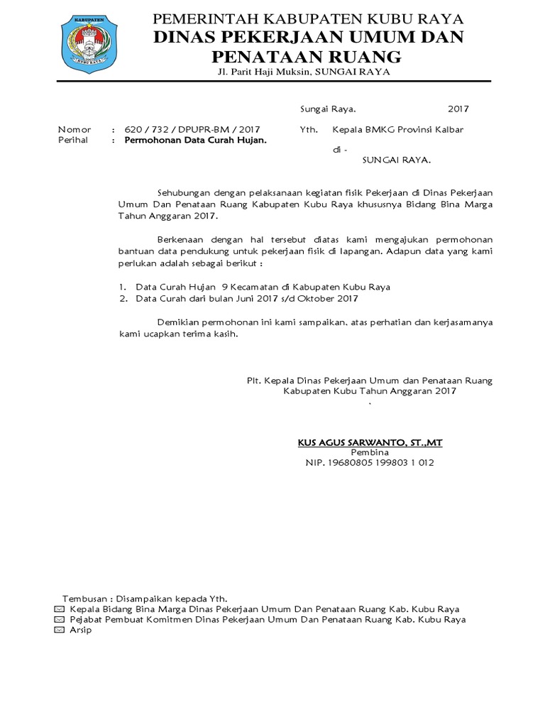 Surat Permohonan Data Curah Hujan Pdf