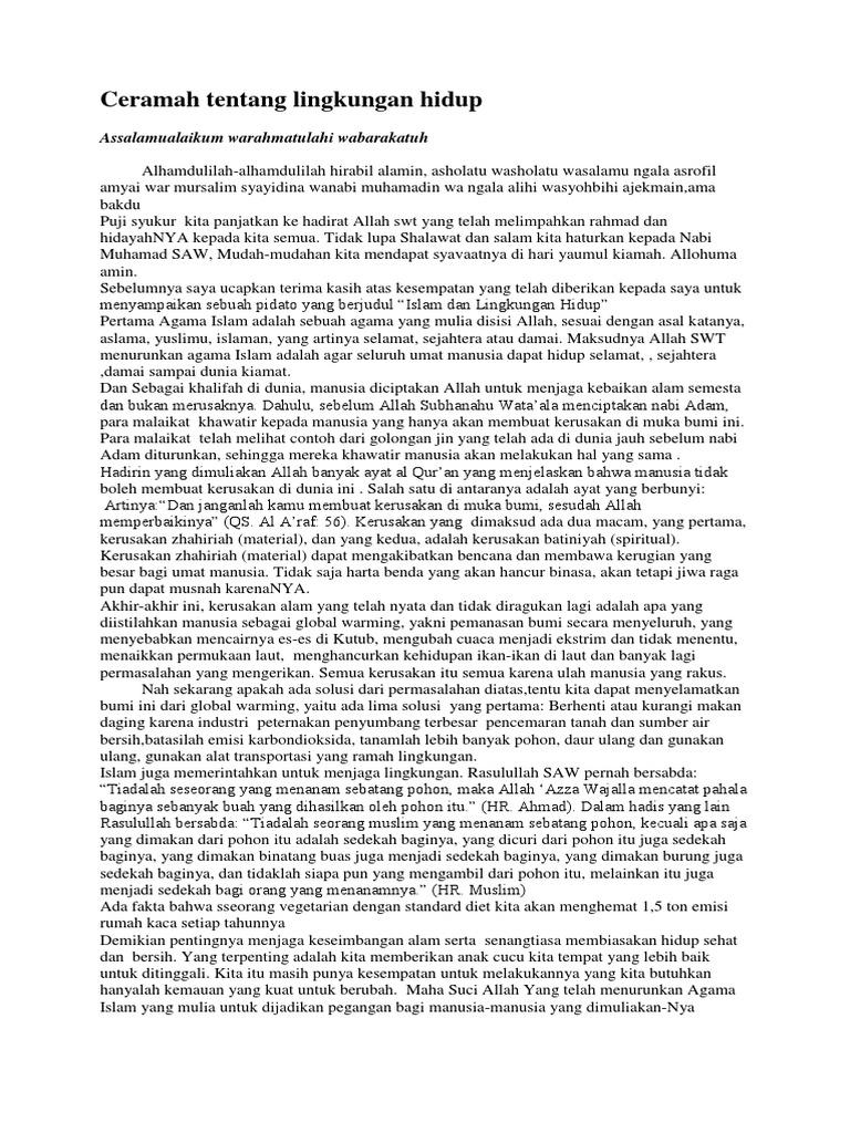 Ceramah Tentang Lingkungan Hidup