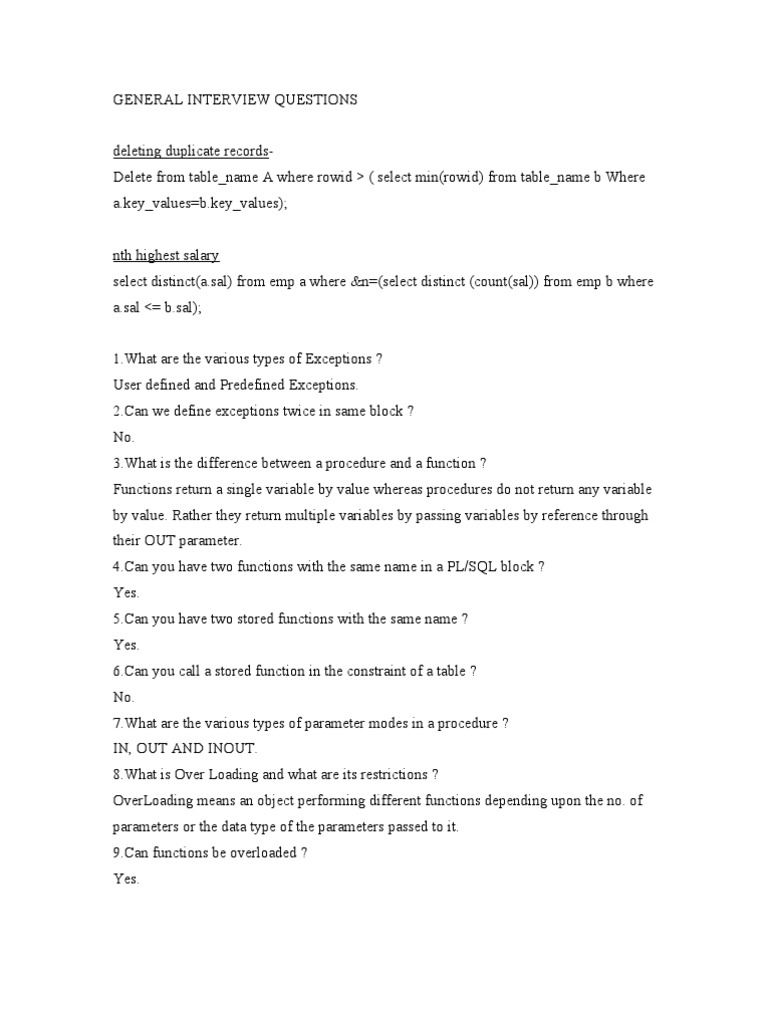 General Interview Questions | PDF | Technology & Engineering