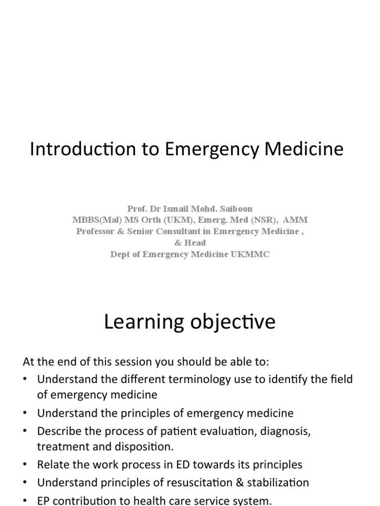 Introduction to Emergency Medicine | PDF | Emergency Department | Medicine