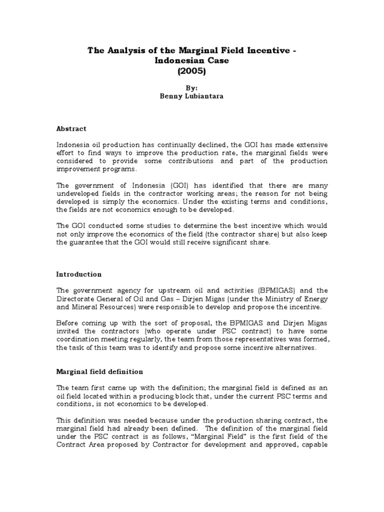 Marginal Field Incentives in Indonesia | PDF | Internal Rate Of Return ...